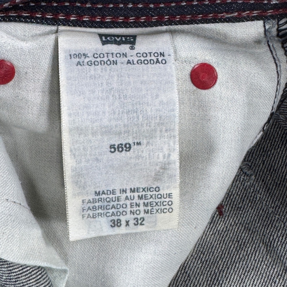 LEVI'S 569 Loose Straight Jeans Mens 38x32 Dark Wash Flap Pockets Y2K Style - Picture 7 of 13